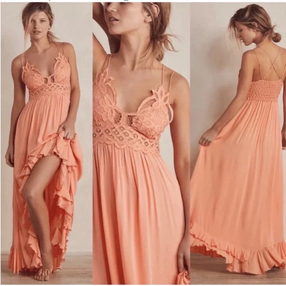 FP One Peach/Coral/Orange Adella Maxi Dress S